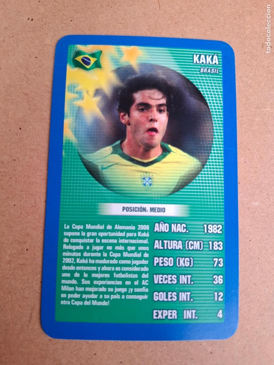 Cromos de F&uacute;tbol: CARD KAK&Aacute; - BRASIL - TOP TRUMPS 2005