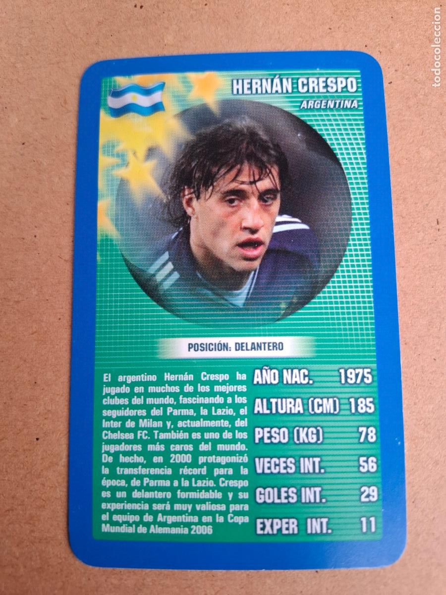 Cromos de F&uacute;tbol: CARD HERN&Aacute;N CRESPO - ARGENTINA - TOP TRUMPS 2005