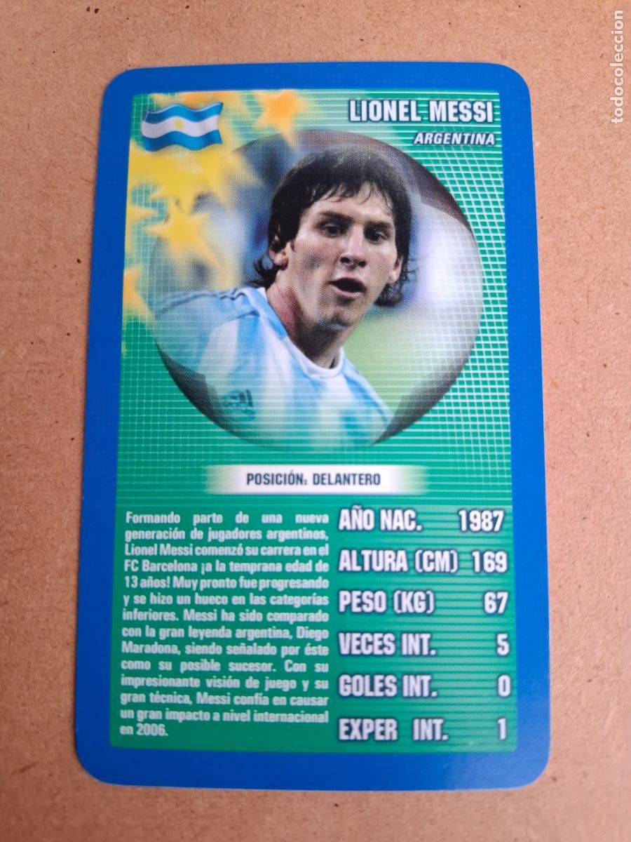 Cromos de F&uacute;tbol: CARD MESSI ( ROOKIE ) - ARGENTINA - TOP TRUMPS 2005
