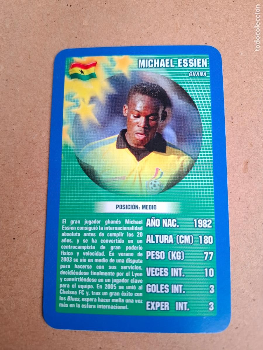 Cromos de F&uacute;tbol: CARD MICHAEL ESSIEN - GHANA - TOP TRUMPS 2005
