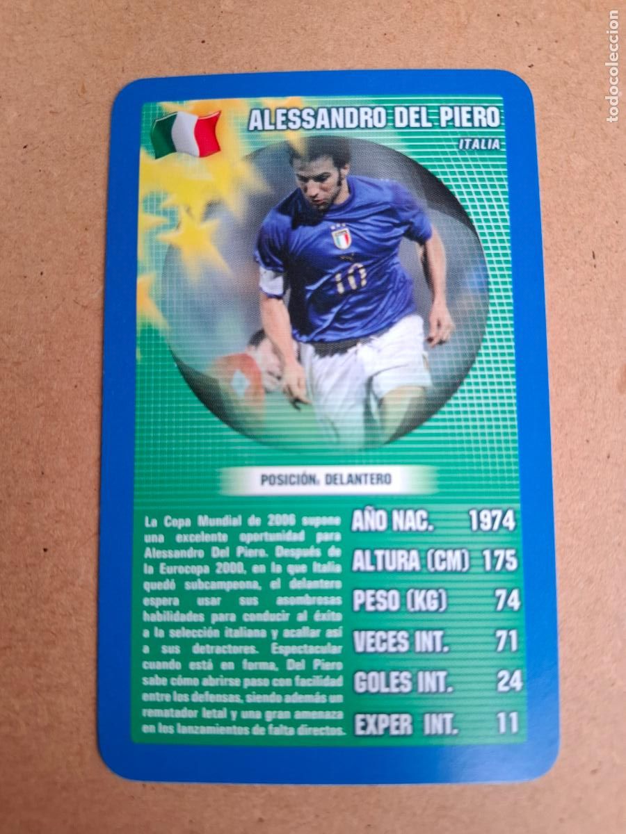 Cromos de F&uacute;tbol: CARD ALESSANDRO DEL PIERO - ITALIA - TOP TRUMPS 2005