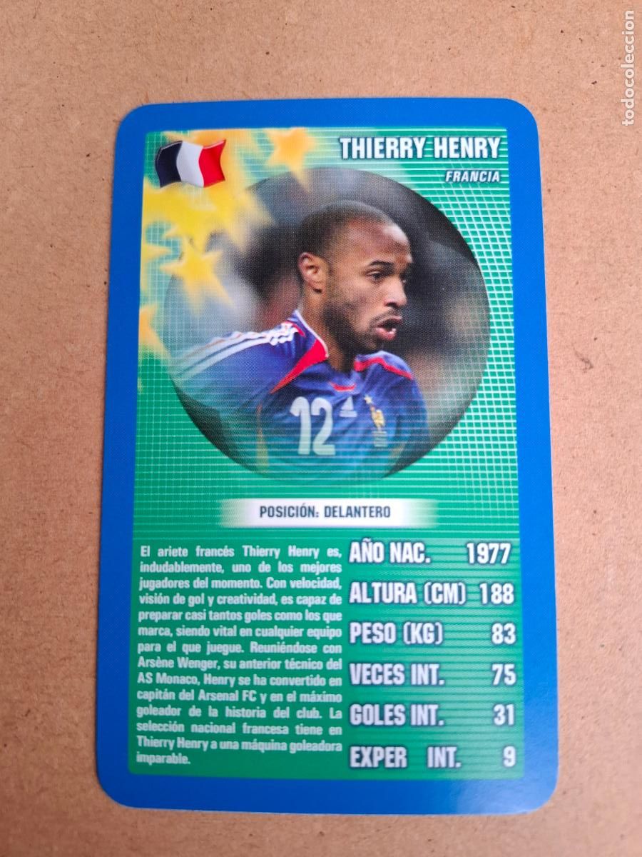 Cromos de F&uacute;tbol: CARD THIERRY HENRY - FRANCIA - TOP TRUMPS 2005