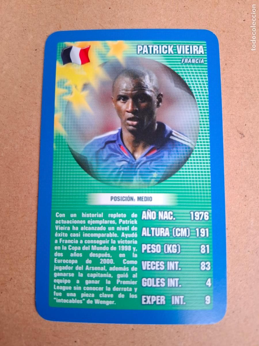 Cromos de F&uacute;tbol: CARD PATRICK VIEIRA - FRANCIA - TOP TRUMPS 2005