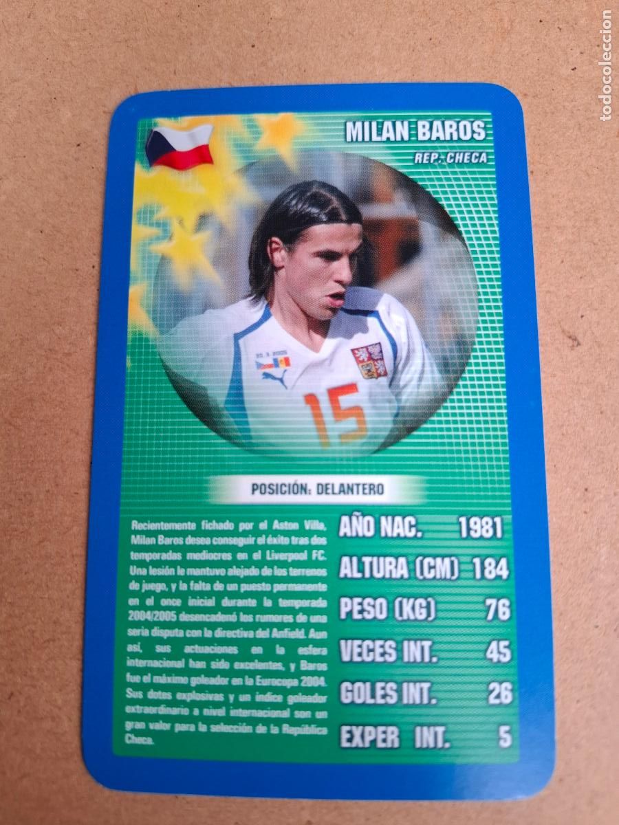 Cromos de F&uacute;tbol: CARD MILAN BAROS - REP&Uacute;BLICA CHECA - TOP TRUMPS 2005