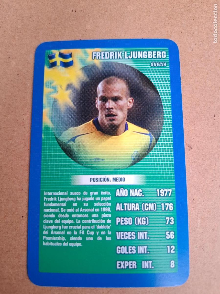 Cromos de F&uacute;tbol: CARD FREDIK LJUNGBERG - SUECIA - TOP TRUMPS 2005