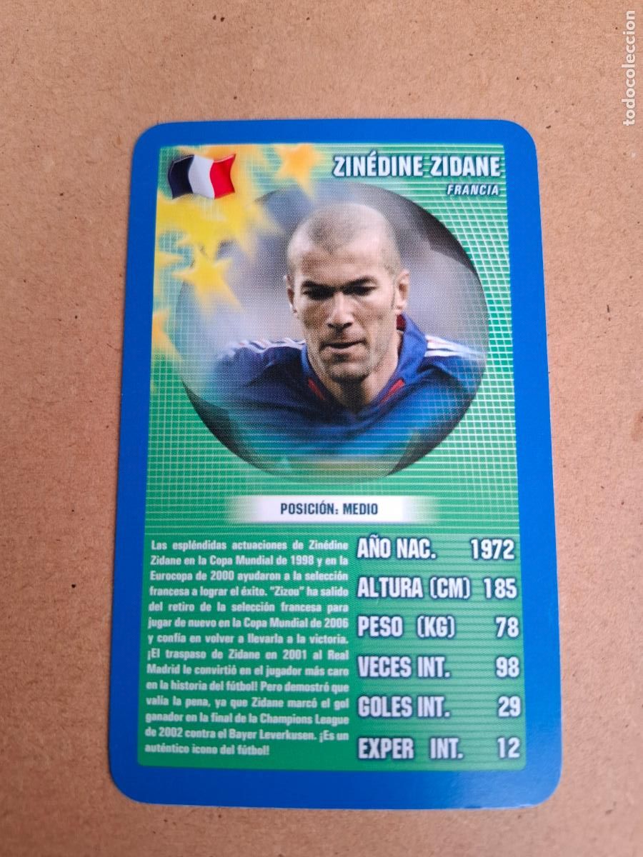 Cromos de Futebol: CARD ZIN&Eacute;DINE ZIDANE - ESPA&Ntilde;A - TOP TRUMPS 2005