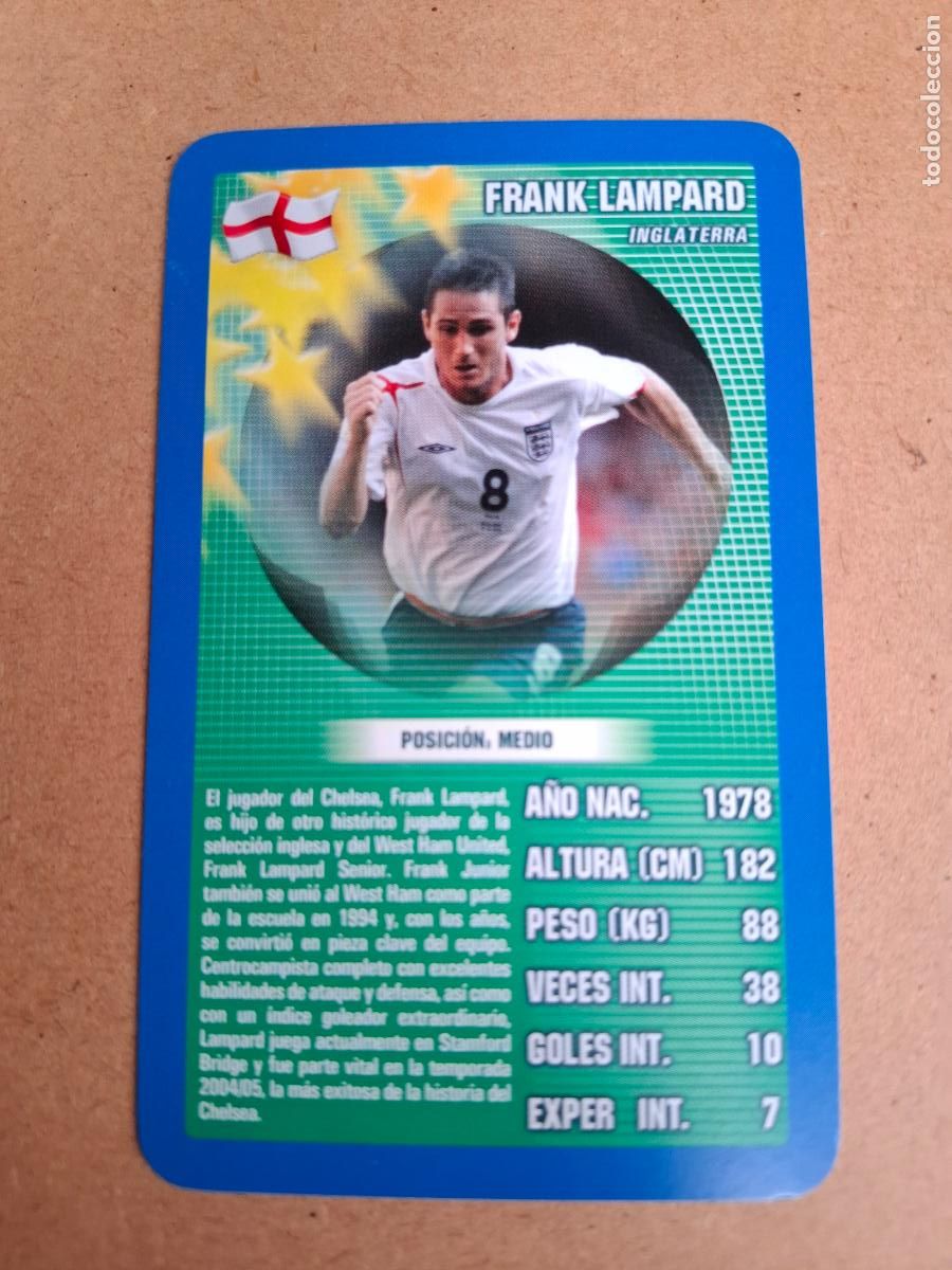 Cromos de Futebol: CARD FRANK LAMPARD - INGLATERRA - TOP TRUMPS 2005
