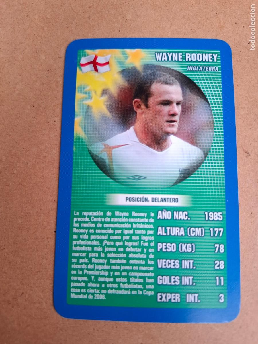 Fu&szlig;ball-Sticker: CARD WAYNE ROONEY - INGLATERRA - TOP TRUMPS 2005