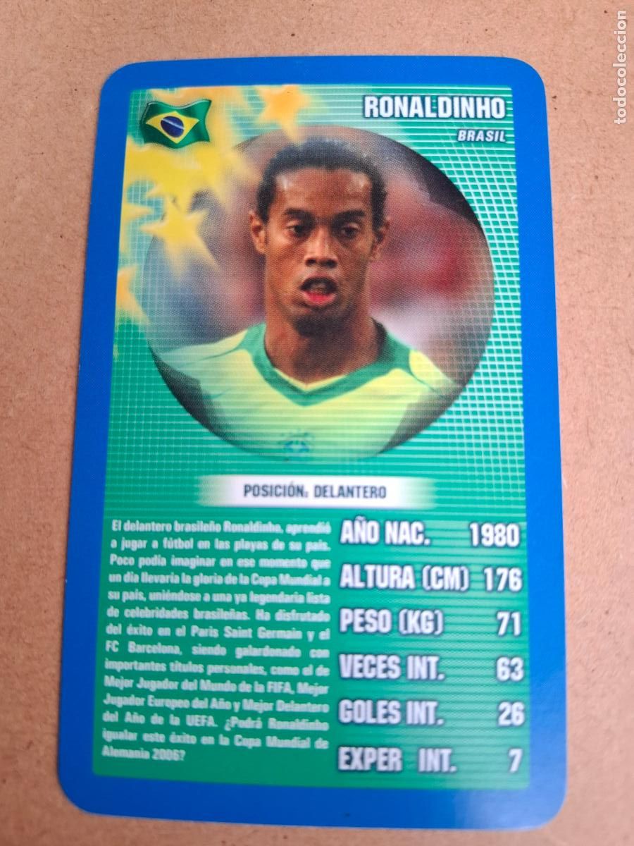 Cromos de F&uacute;tbol: CARD RONALDINHO - BRASIL - TOP TRUMPS 2005
