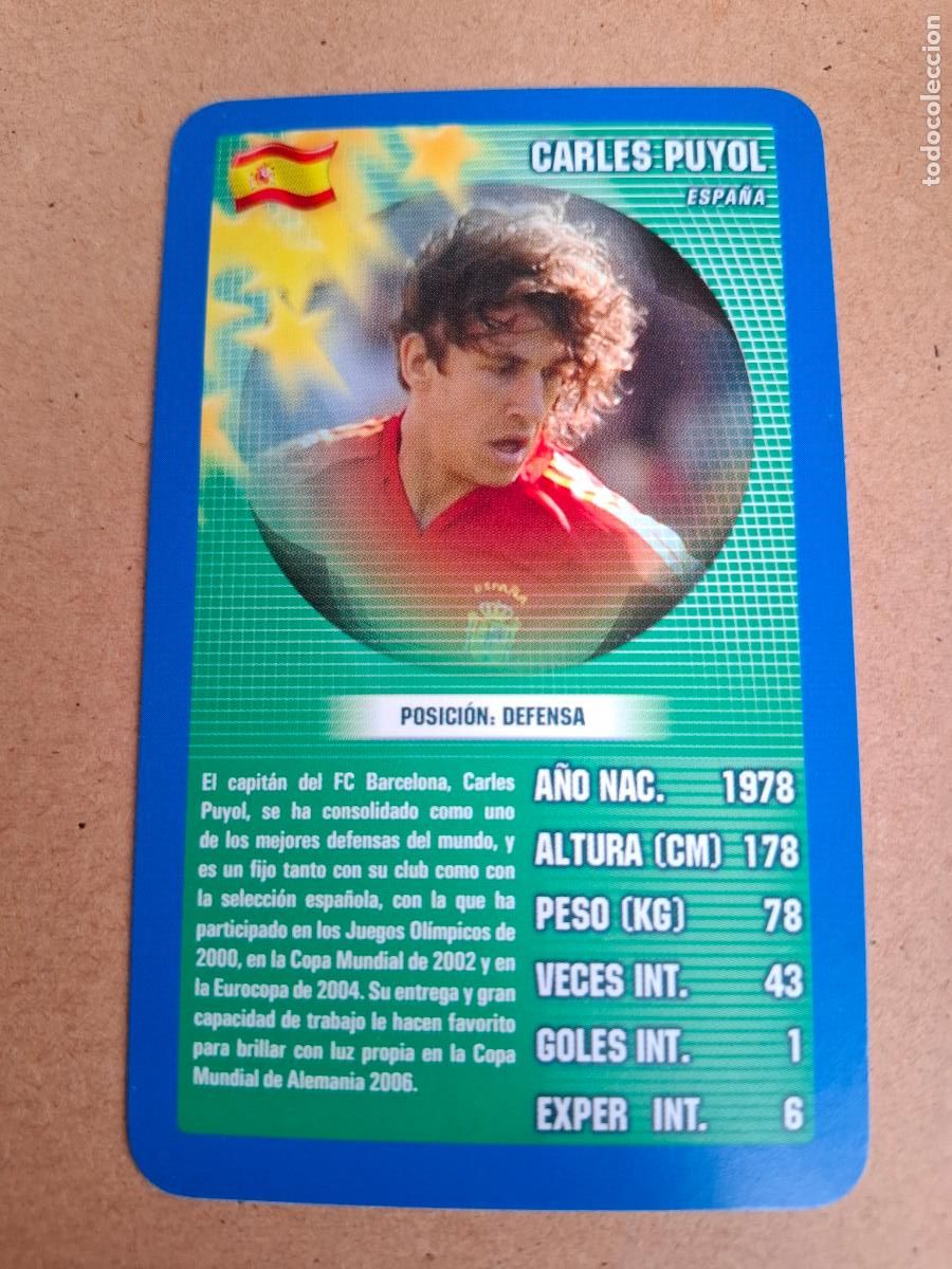 Football Stickers: CARD PUYOL - ESPA&Ntilde;A - TOP TRUMPS 2005