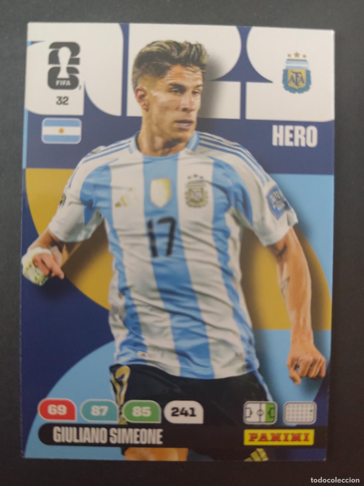 Cromos de F&uacute;tbol: 32 GIULIANO SIMEONE ARGENTINA ADRENALYN MUNDIAL FIFA WORLD CUP 2026 PANINI