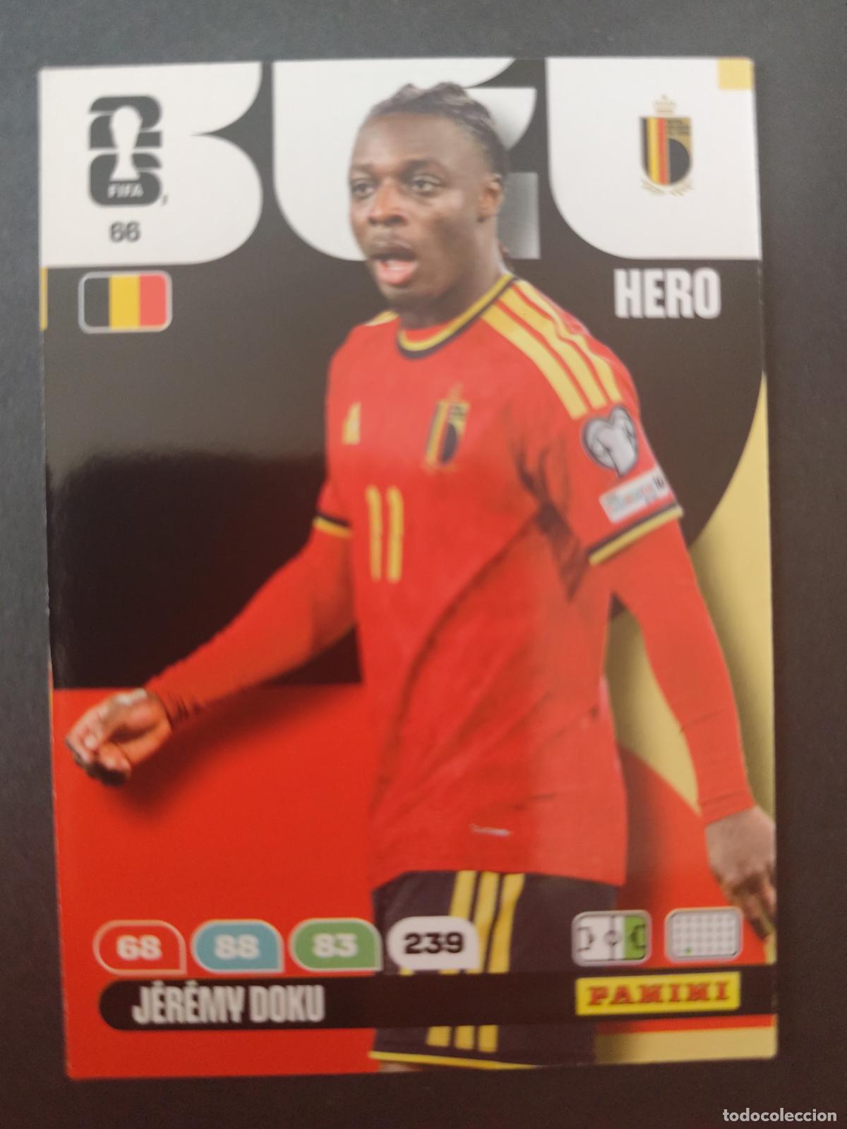 Cartes &agrave; collectionner de Football: 66 J&Eacute;R&Eacute;MY DOKU B&Eacute;LGICA ADRENALYN MUNDIAL FIFA WORLD CUP 2026 PANINI