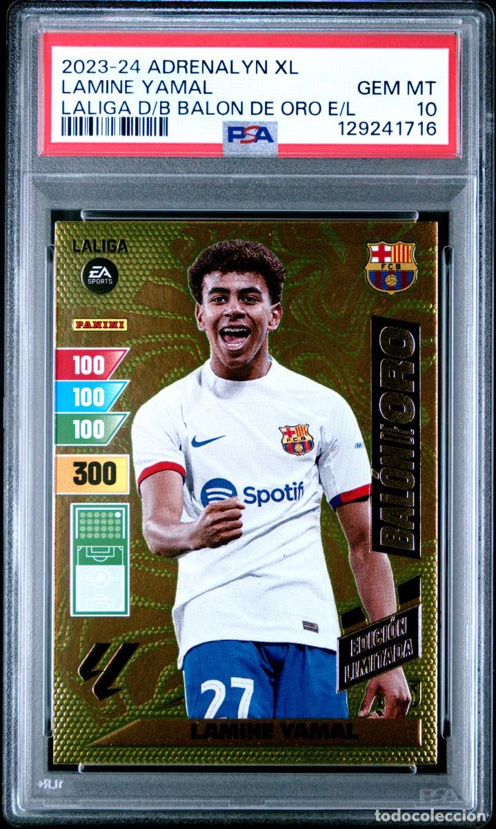 Cromos de F&uacute;tbol: Rookie Lamine Yamal FC Barcelona Panini Adrenalyn XL La Liga Balon de Oro Edicion Limitada PSA 10