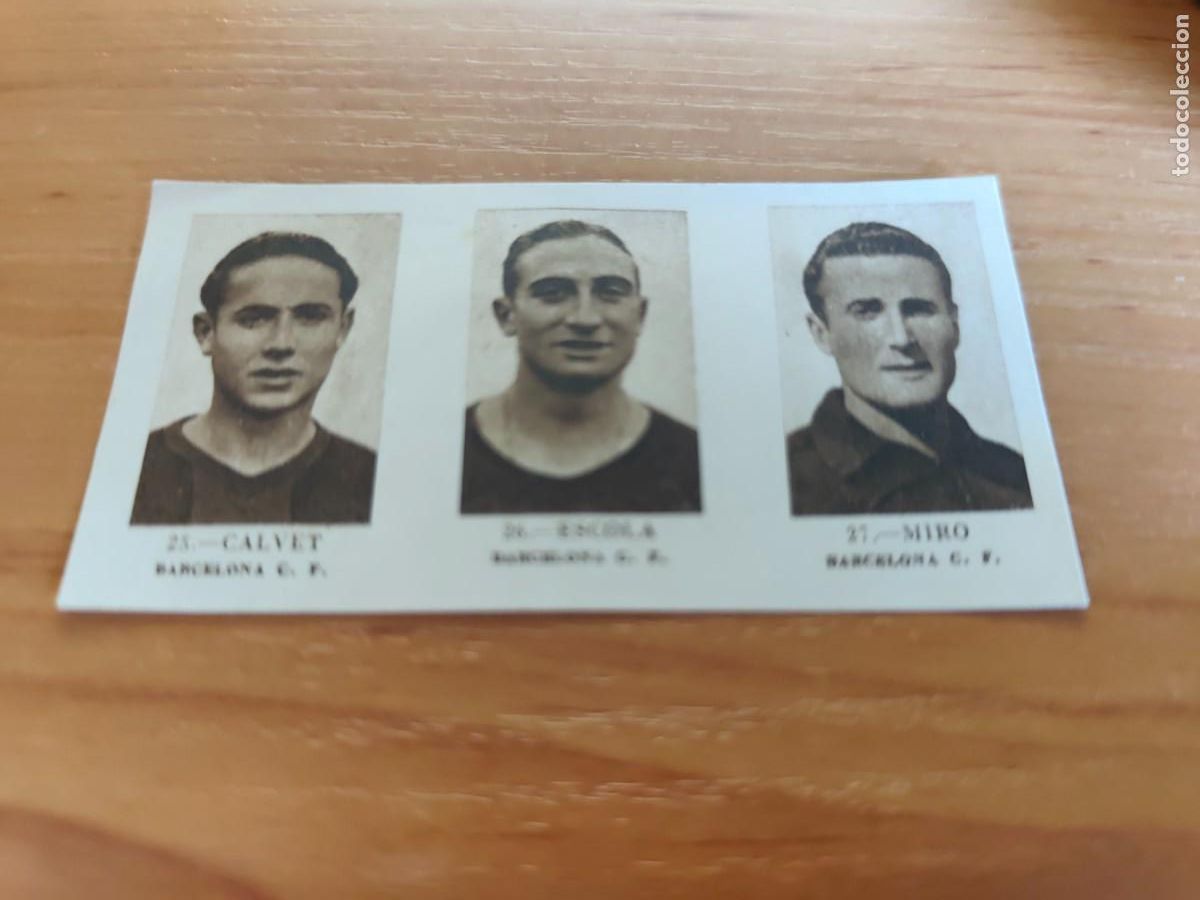 Cromos de F&uacute;tbol: 3 MINI cromos 1943 Barcelona Sin pegar, sin cortar