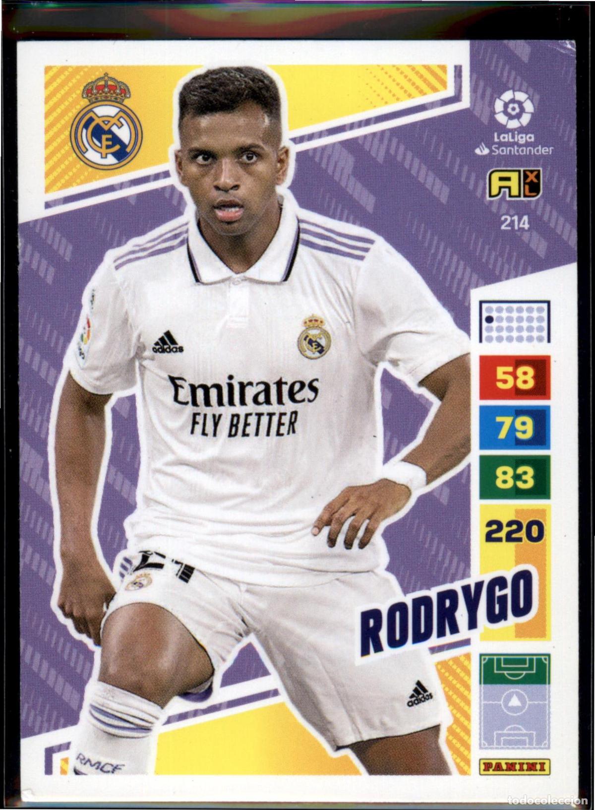 Cromos de F&uacute;tbol: Rodrygo N&ordm; 214 Real Madrid LaLiga Santander Adrenalyn XL 2022 2023 Panini 22 23
