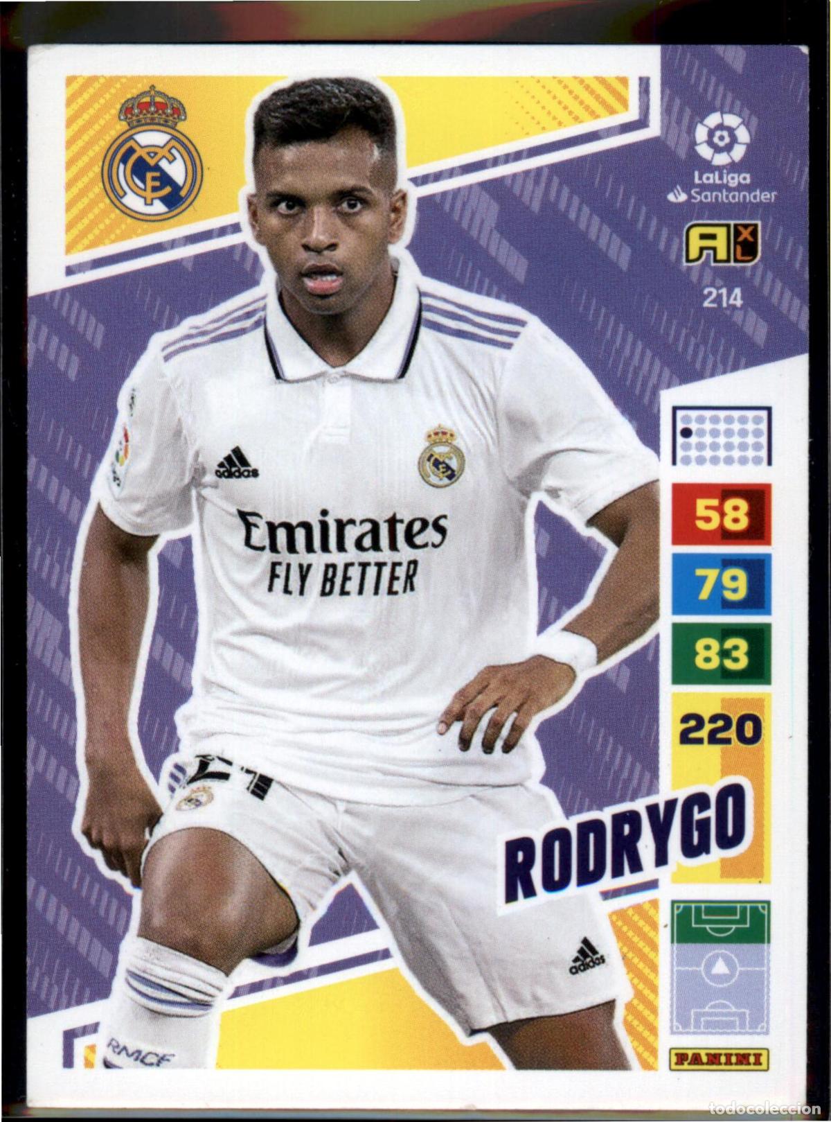 Cromos de F&uacute;tbol: Rodrygo N&ordm; 214 Real Madrid LaLiga Santander Adrenalyn XL 2022 2023 Panini 22 23