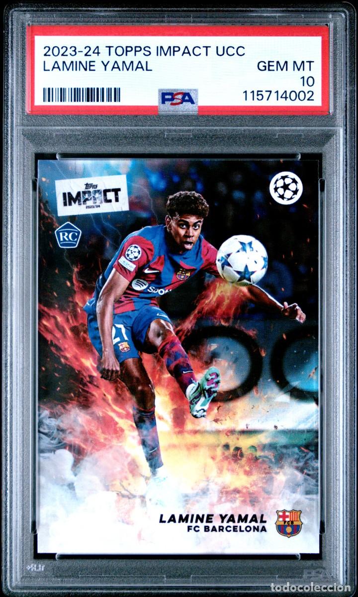 Cromos de F&uacute;tbol: Rookie Card Lamine Yamal Topps Impact UCC FC Barcelona 2023 24 PSA 10