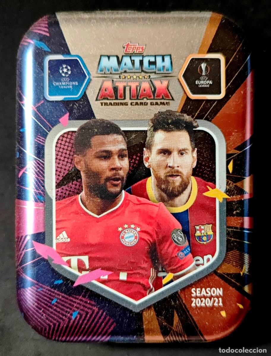 Figurine di Calcio: Mini Tin VACIA Lata - Gnarby Bayern & Messi Barcelona - Topps Match Attax 20 21 2020 2021