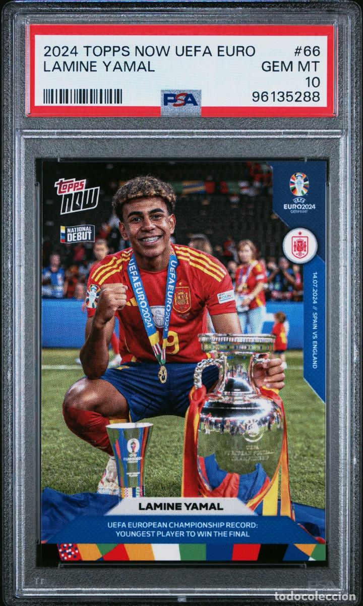 Cromos de F&uacute;tbol: Lamine Yamal #66 Espa&ntilde;a Topps Now UEFA EURO 2024 PSA 10