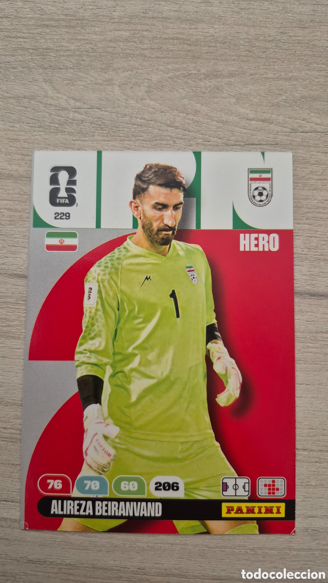 Cartes &agrave; collectionner de Football: N&deg;229 Iran Alireza Beiranvand Adrenalyn FIFA World Cup 2026
