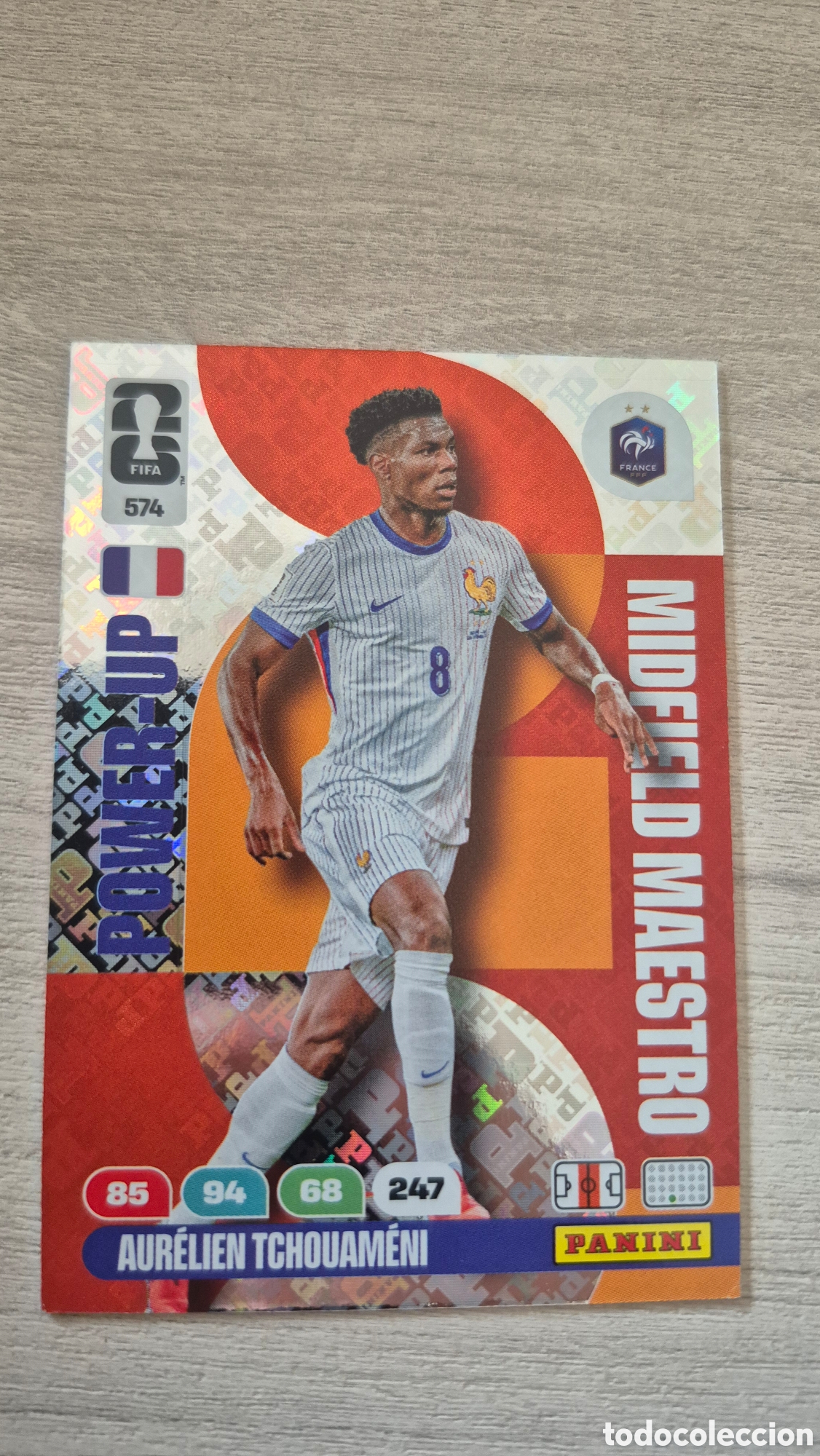 Cromos de F&uacute;tbol: N&deg;574 Power-Up Midfield Maestro Aur&eacute;lien Tchouameni Adrenalyn FIFA World Cup 2026