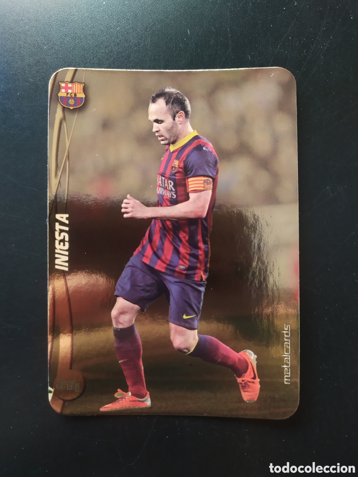 Cromos de Futebol: Mundicromo fichas Liga 2014 2015 14 15 Iniesta top brillo liso dorado n&deg; 614 Barcelona