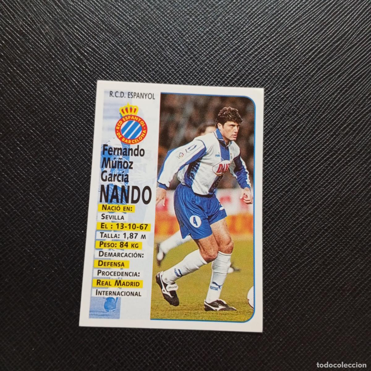 Cromos de F&uacute;tbol: 183 NANDO ESPA&Ntilde;OL PANINI 1998 1999 CROMO FUTBOL LIGA 98 99 - SIN PEGAR - A111 PG307 B
