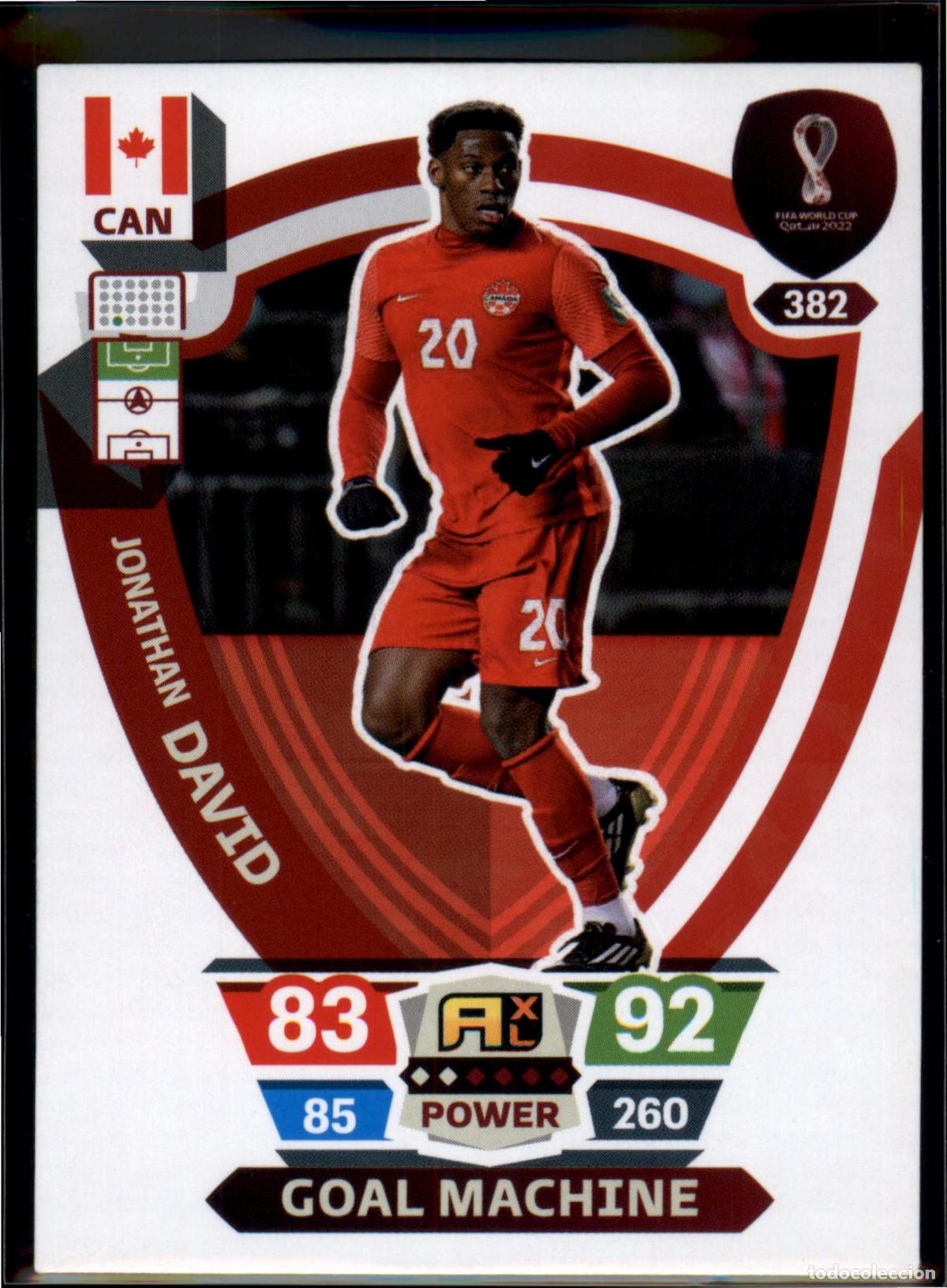 Cromos de F&uacute;tbol: David Goal Machine N&ordm; 382 Canad&aacute; Mundial Catar Qatar Adrenalyn XL 2022 Panini 22 FIFA World Cup