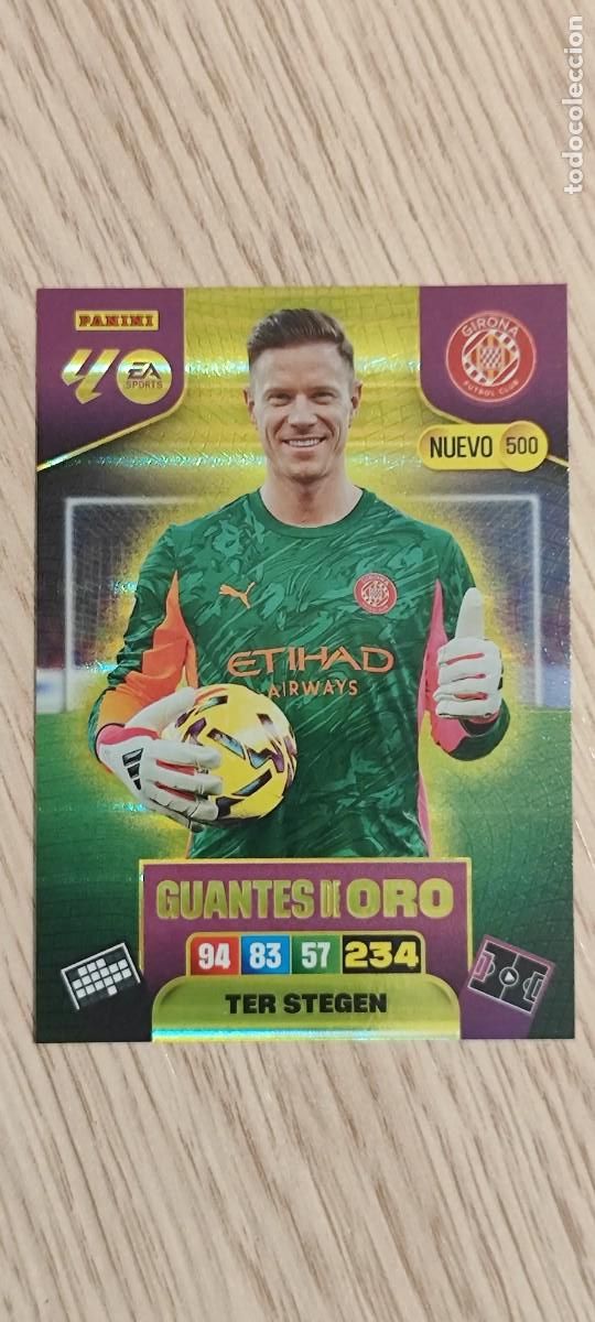 Cromos de F&uacute;tbol: ADRENALYN XL LA LIGA 25/26 CARD GUANTES DE ORO TER STEGEN GIRONA # 500 PANINI