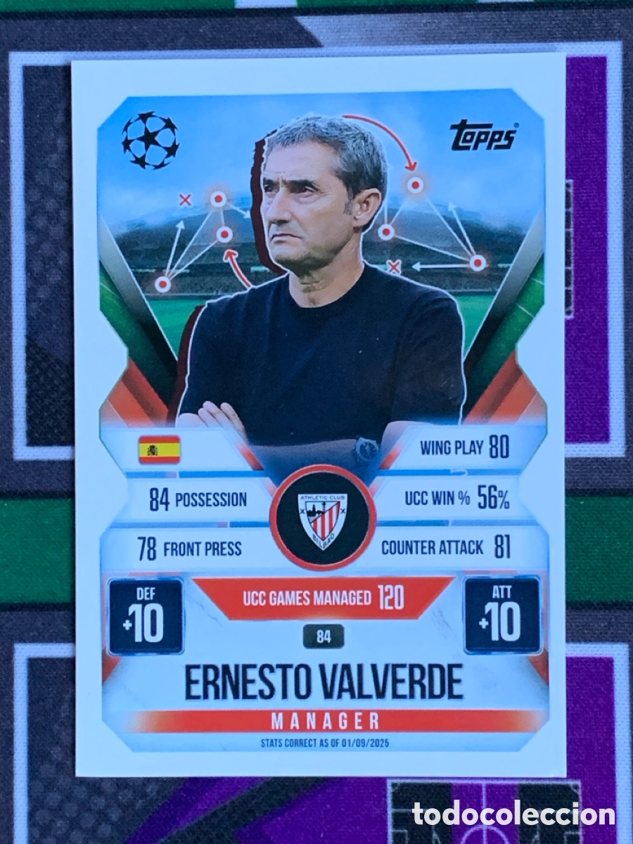 Cartes &agrave; collectionner de Football: 84 Ernesto Valverde Athletic Club Manager Match Attax Extra 2025 2026 25 26