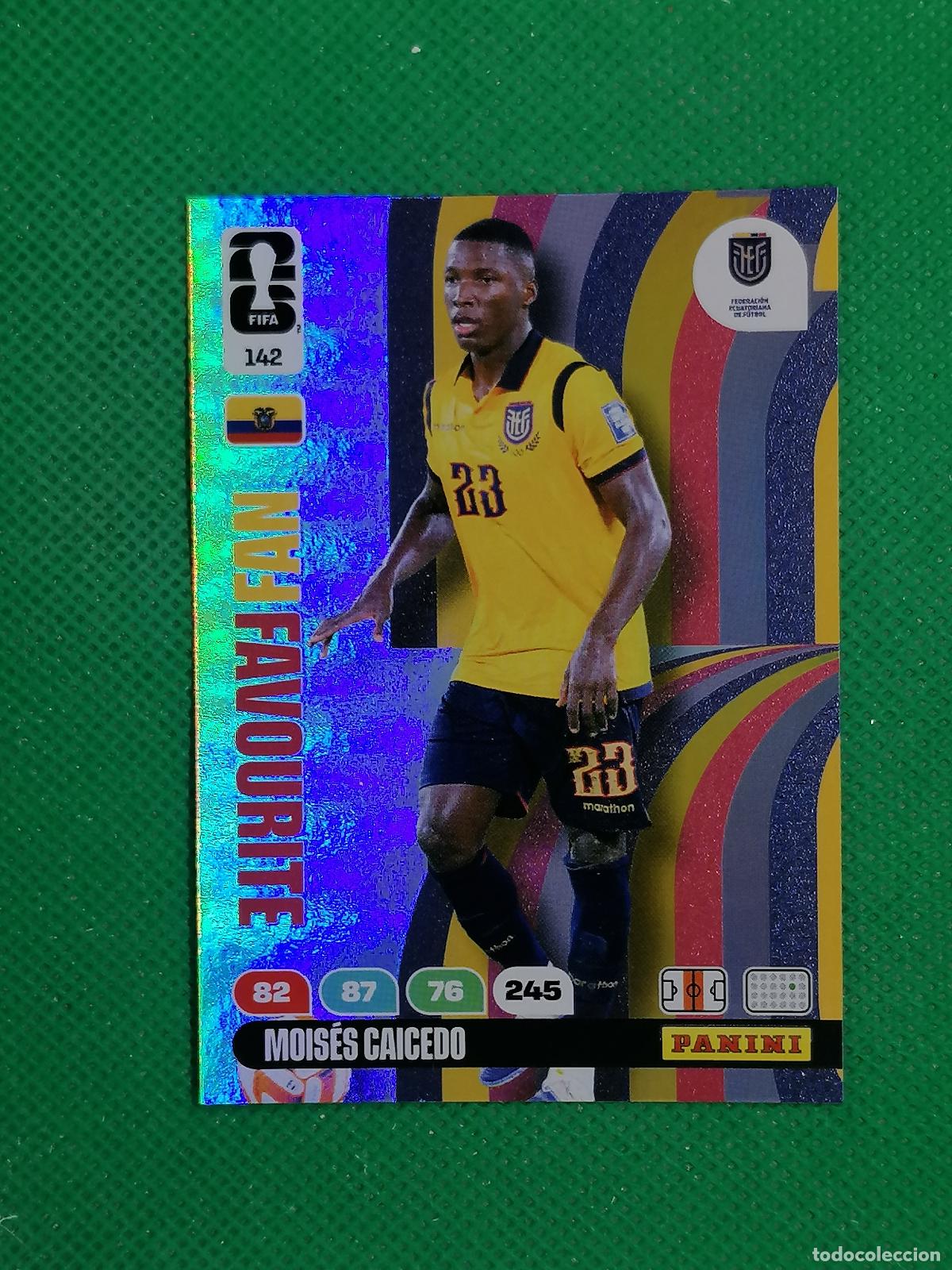 Cartes &agrave; collectionner de Football: 142 MOISES CAICEDO ECUADOR FAN FAVOURITE ⚽ PANINI ADRENALYN FIFA WORLD CUP 26 2026 ⚽