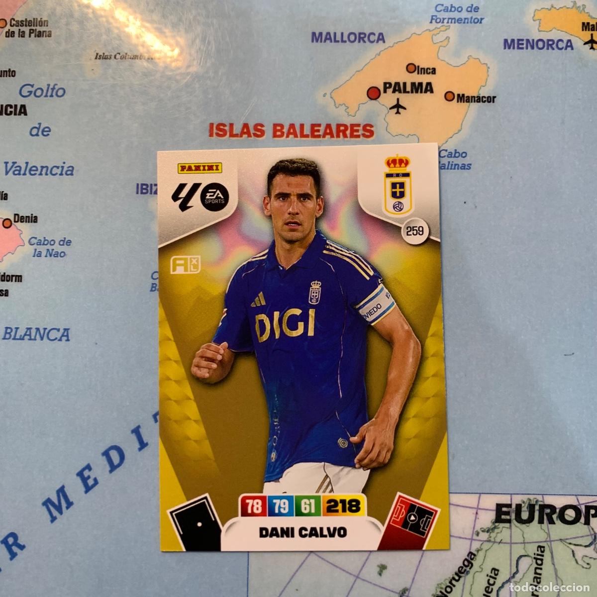Cromos de F&uacute;tbol: Dani calvo n&uacute;mero 259 del Oviedo cromo adrenalyn XL 25-26 2025-2026