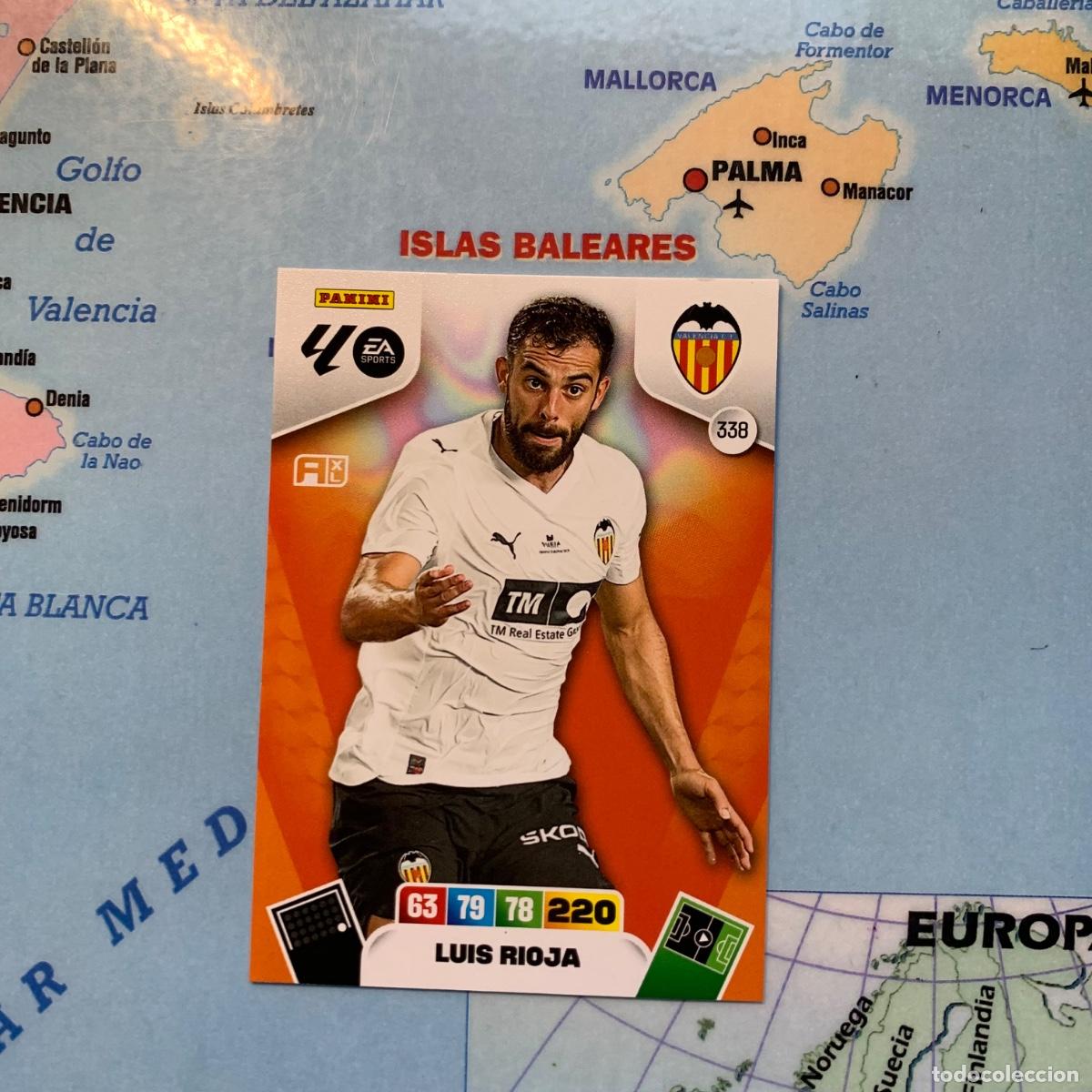 Cromos de F&uacute;tbol: Luis Rioja n&uacute;mero 338 del Valencia cromo adrenalyn XL 25-26 2025-2026
