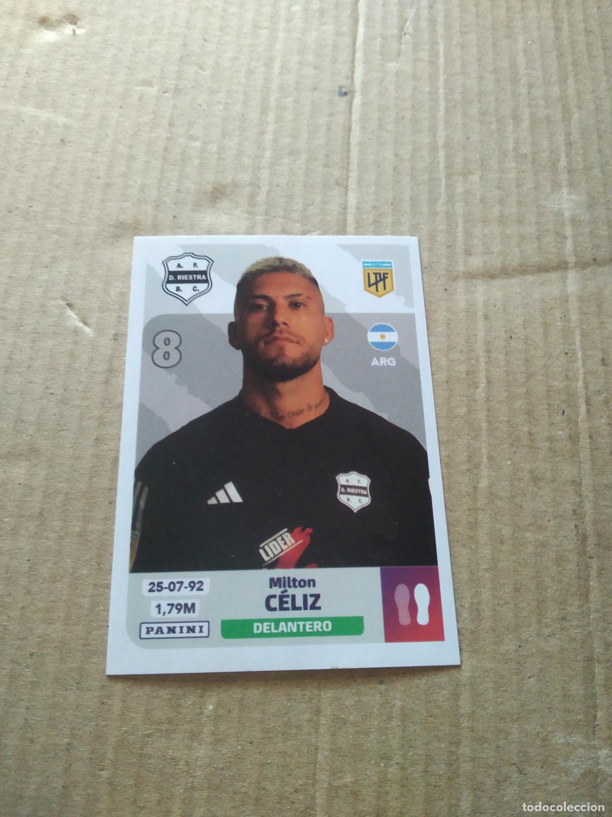 Cromos de F&uacute;tbol: RIE 14 MILTON CELIZ DEPORTIVO RIESTRA CROMO FUTBOL ARGENTINO PANINI LIGA ARGENTINA 2024