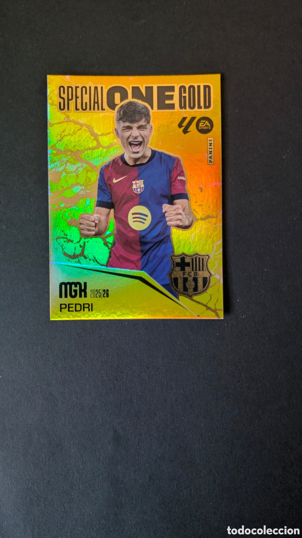 Cromos de F&uacute;tbol: PEDRI BARCELONA SPECIAL ONE GOLD MEGACRACKS LIGA 2025/2026 25 26 PANINI