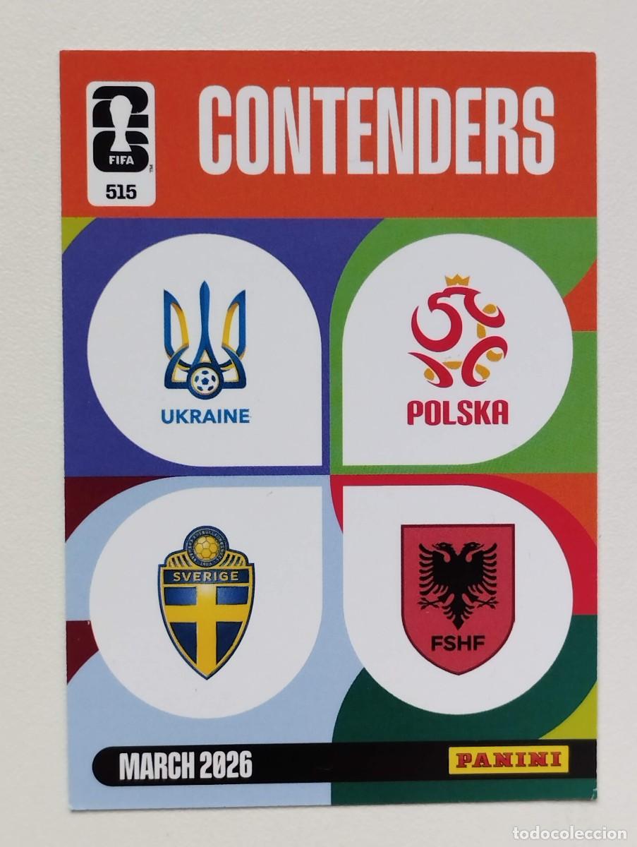 Cromos de F&uacute;tbol: CROMO CARD ADRENALYN MUNDIAL WORLD CUP 2026 CONTENDERS 515 ESCUDOS UCRANIA ALBANIA SUECIA POLONIA