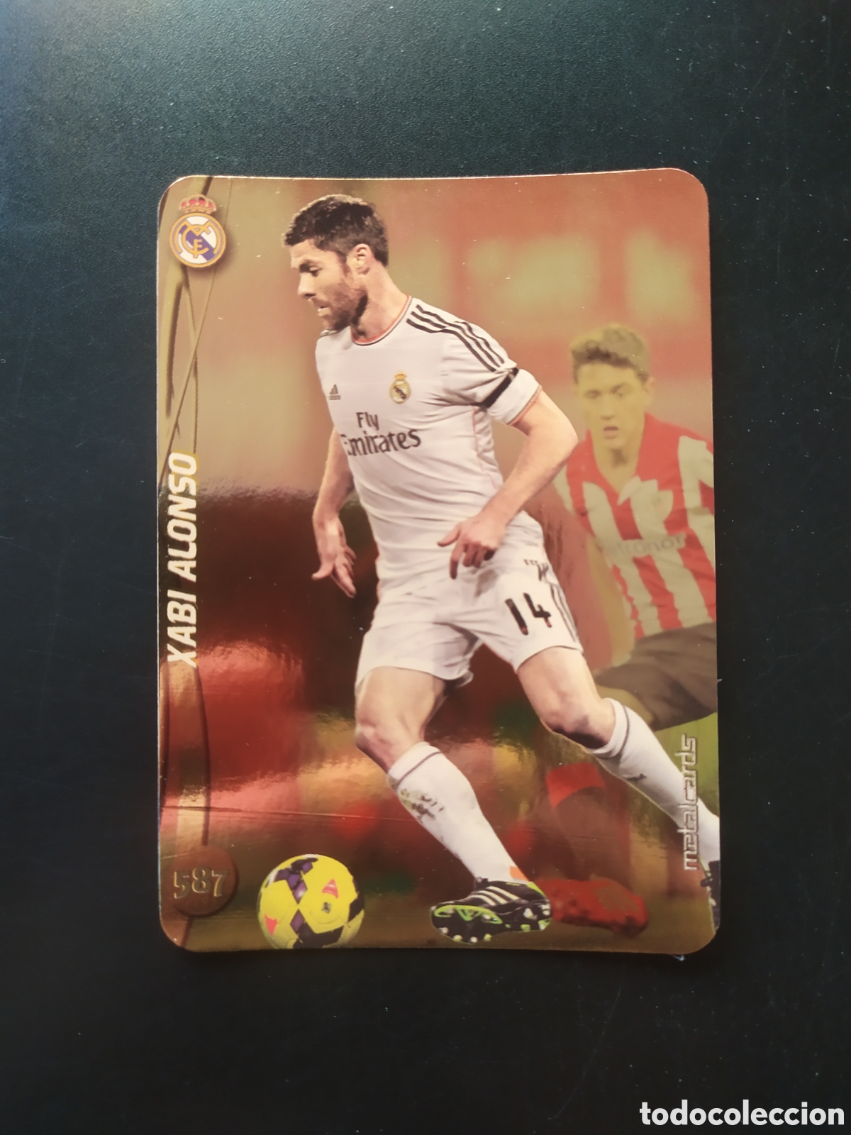 Cromos de F&uacute;tbol: Mundicromo fichas Liga 2014 2015 14 15 Xabi Alonso top brillo liso dorado n&deg; 587 Real Madrid