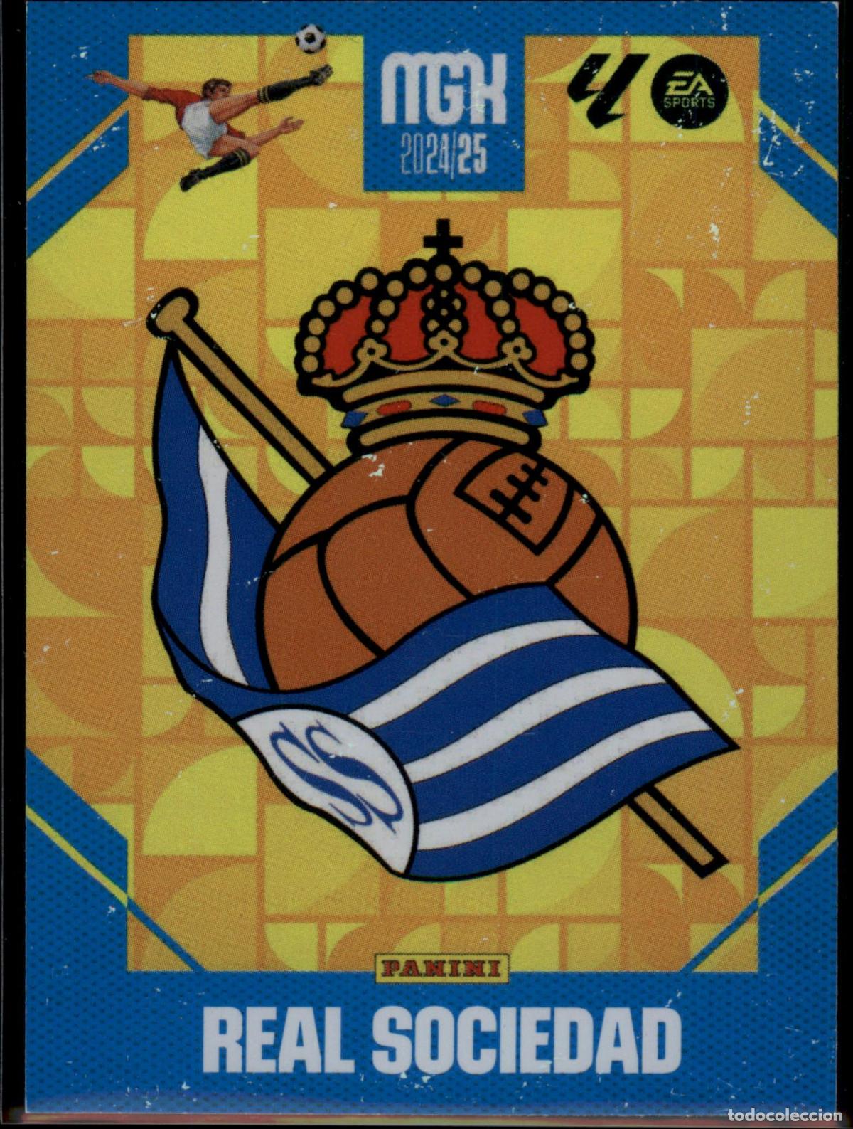 Cromos de F&uacute;tbol: Escudo Real Sociedad N&ordm; 289 LaLiga Santander Megacracks 2024 2025 Panini 24 25
