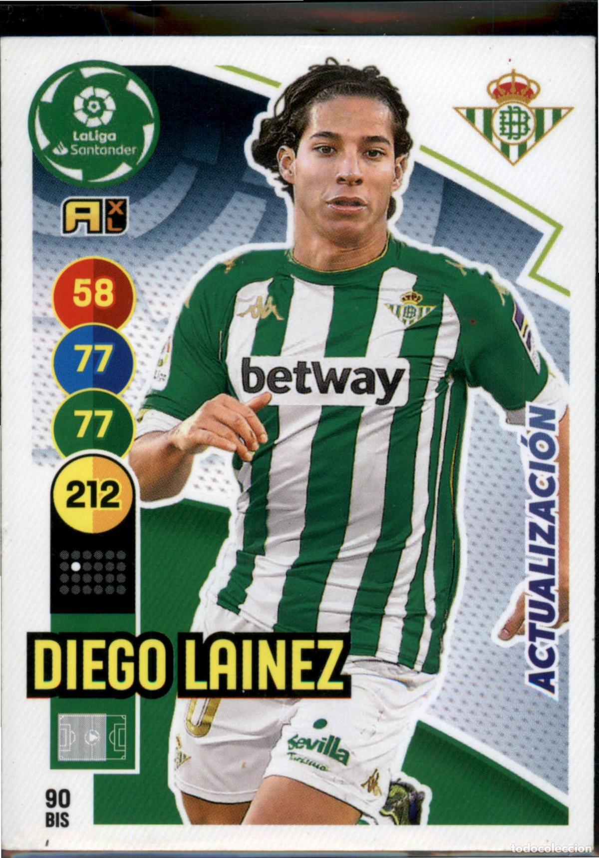 Cromos de F&uacute;tbol: Diego Lainez Actualizaci&oacute;n N&ordm; 90 Bis Real Betis LaLiga Santander Adrenalyn XL 2020 2021 Panini 20 21