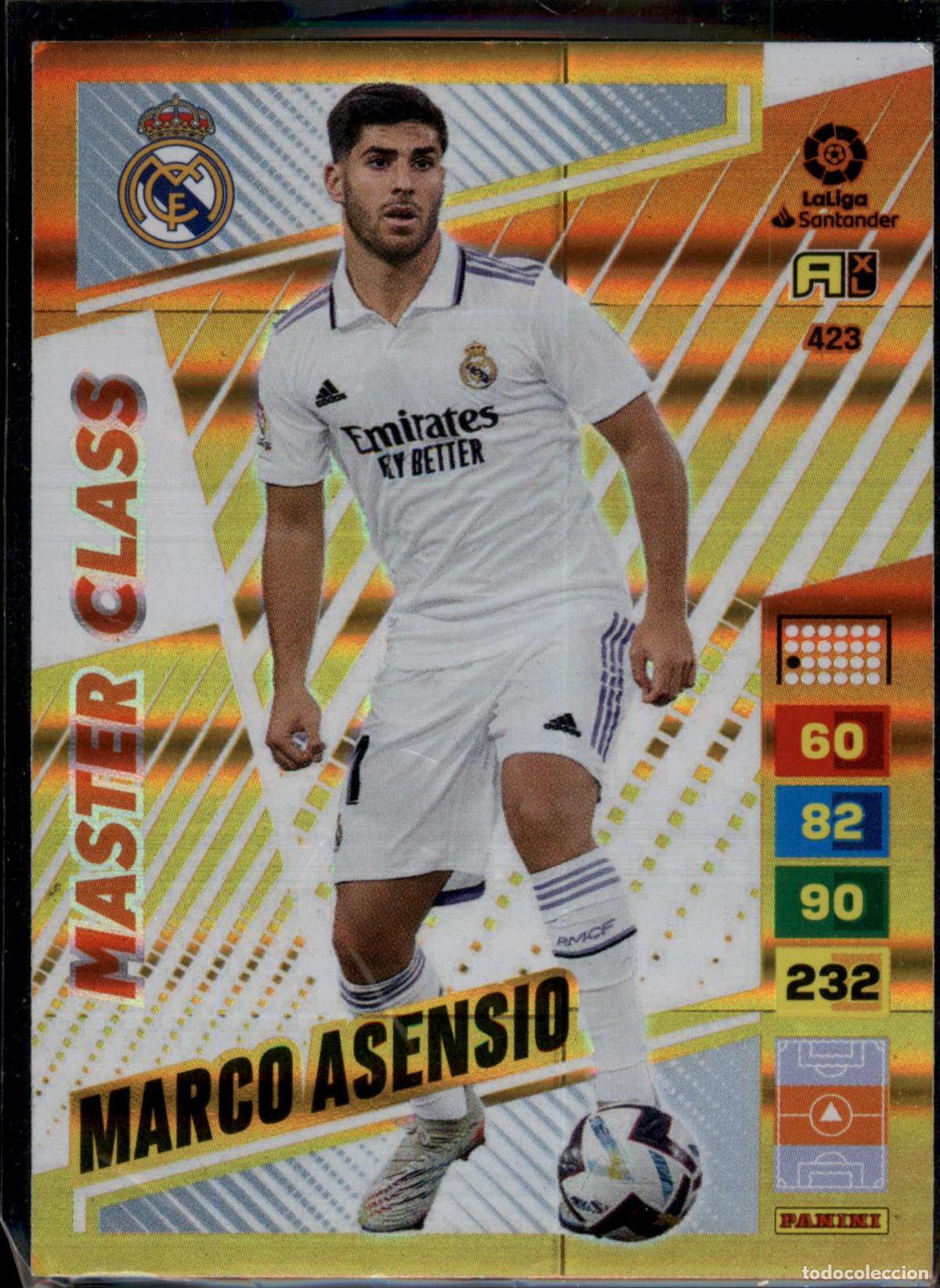 Cartes &agrave; collectionner de Football: Marco Asensio Master Class N&ordm; 423 Real Madrid LaLiga Santander Adrenalyn XL 2022 2023 Panini 22 23
