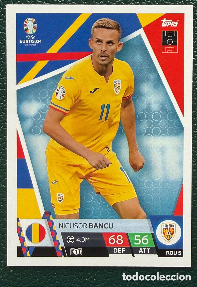 Cartes &agrave; collectionner de Football: ROU 5 NICU&Ccedil;OR BANCU RUMANIA FICHAS ALBUM TOPPS UEFA EURO 2024 MATCH ATTAX