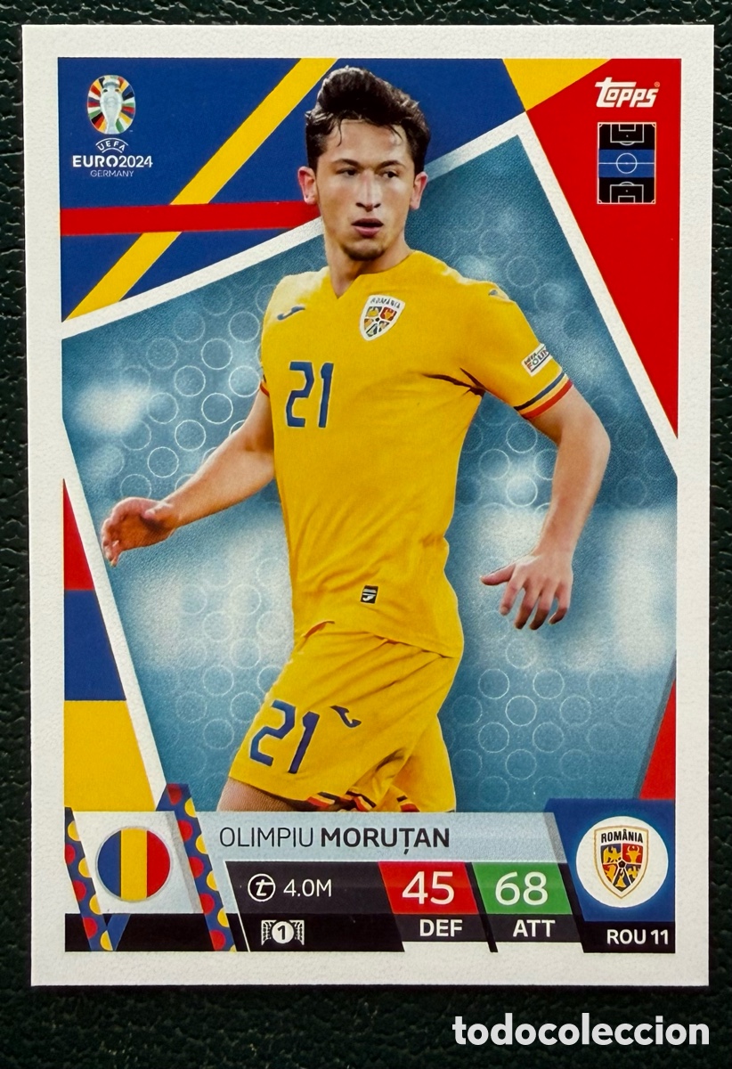 Cartes &agrave; collectionner de Football: ROU 11 OLIMPIU MORUTAN RUMANIA FICHAS ALBUM TOPPS UEFA EURO 2024 MATCH ATTAX