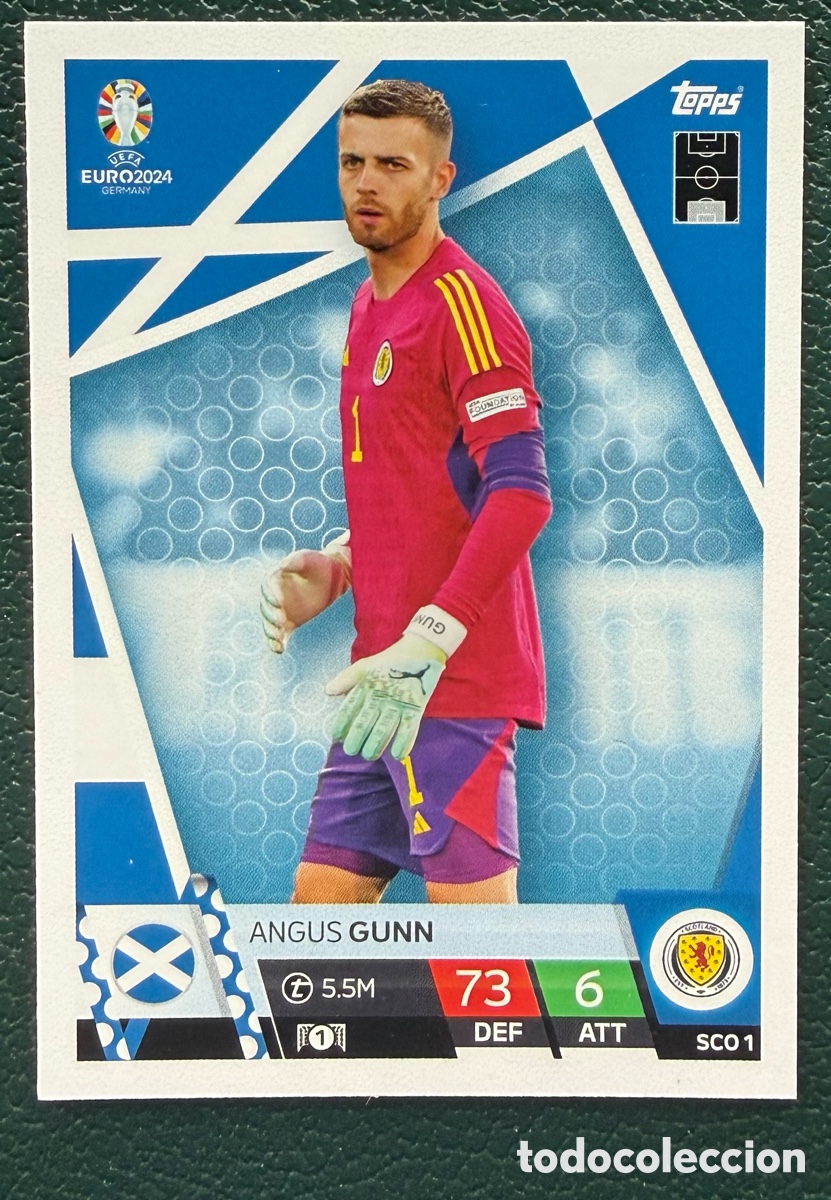 Cromos de F&uacute;tbol: SCO 1 ANGUS GUNN ESCOCIA FICHAS ALBUM TOPPS UEFA EURO 2024 MATCH ATTAX