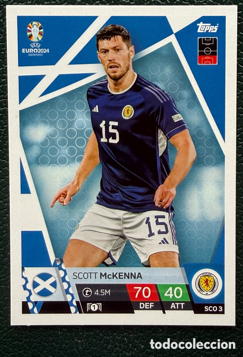 Cromos de F&uacute;tbol: SCO 3 SCOTT MCKENNA ESCOCIA FICHAS ALBUM TOPPS UEFA EURO 2024 MATCH ATTAX