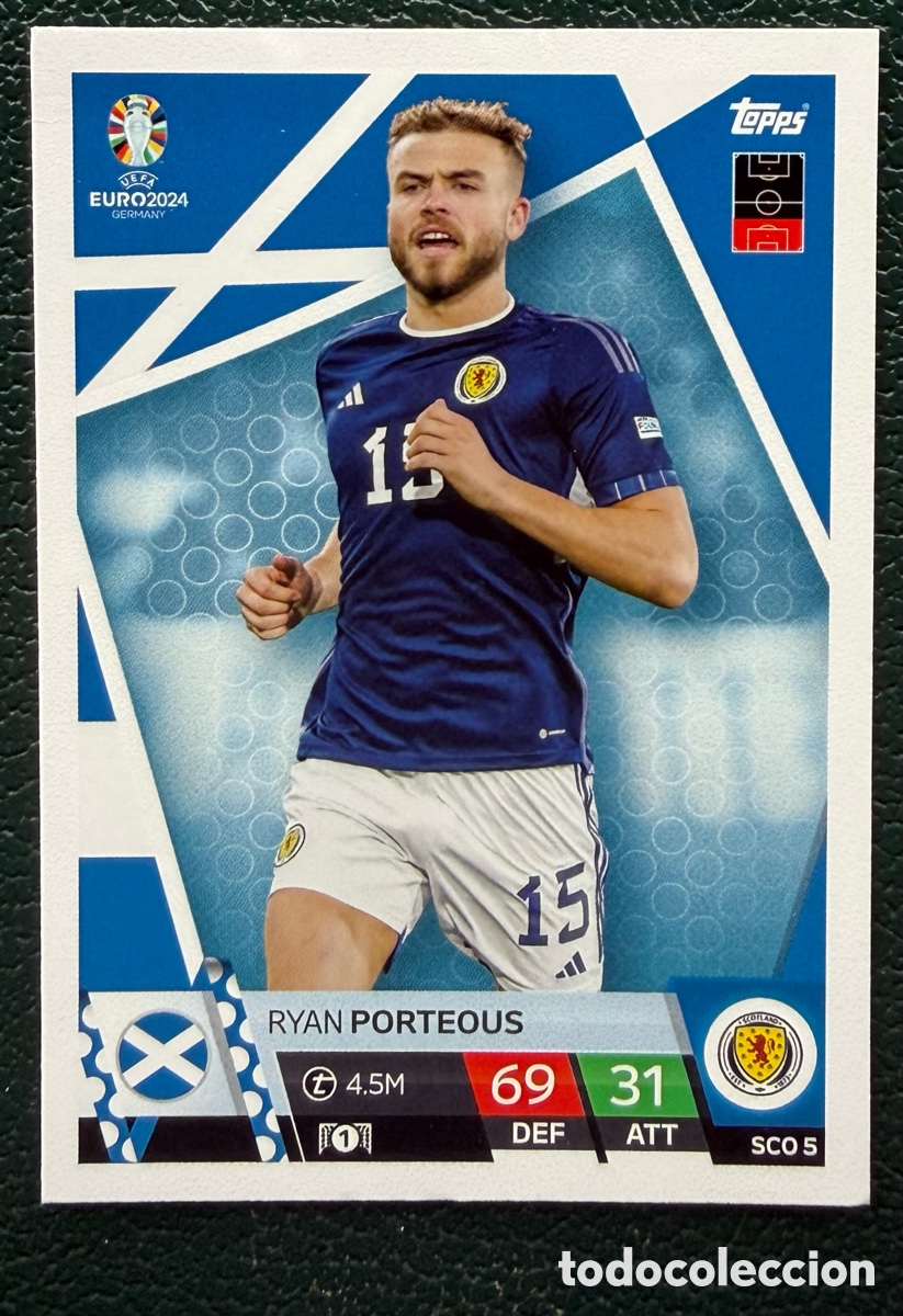 Cromos de F&uacute;tbol: SCO 5 RYAN PORTEOUS ESCOCIA FICHAS ALBUM TOPPS UEFA EURO 2024 MATCH ATTAX