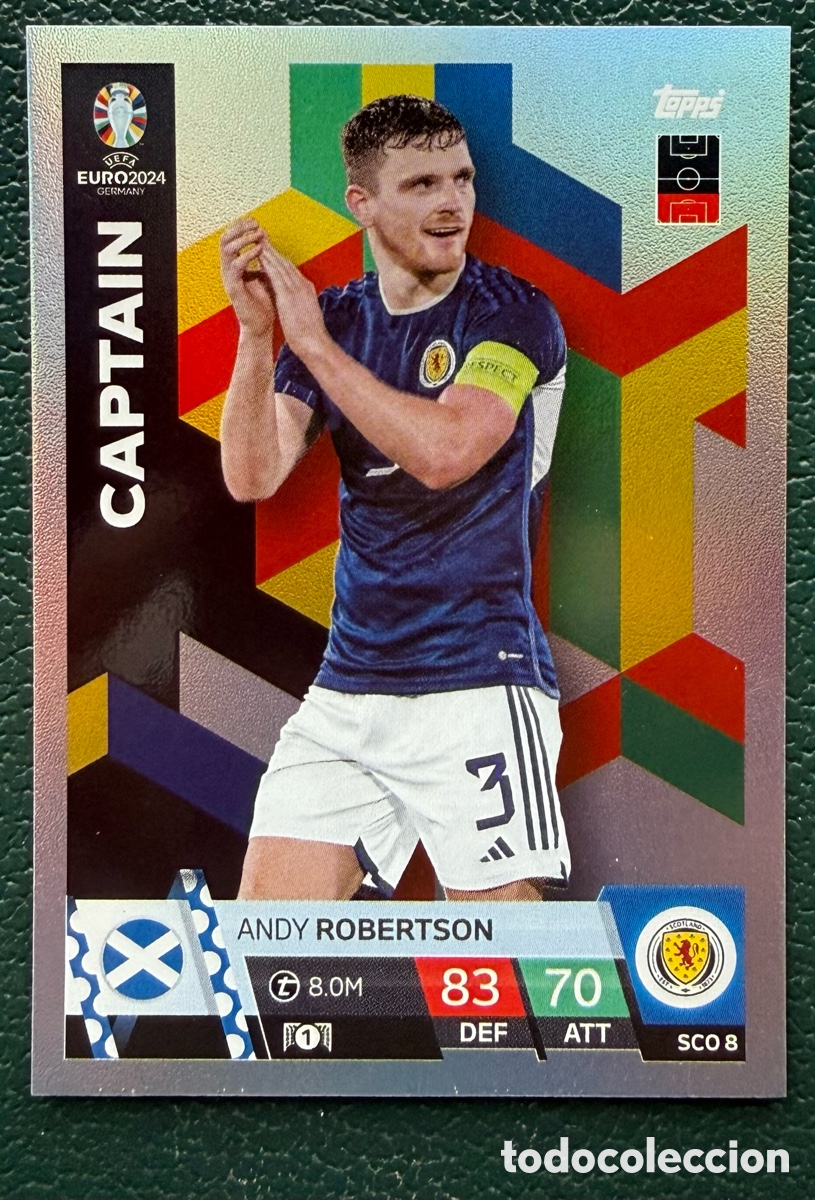 Cromos de Futebol: SCO 8 ANDY ROBERTSON ESCOCIA CAPTAIN FICHAS ALBUM TOPPS UEFA EURO 2024 MATCH ATTAX