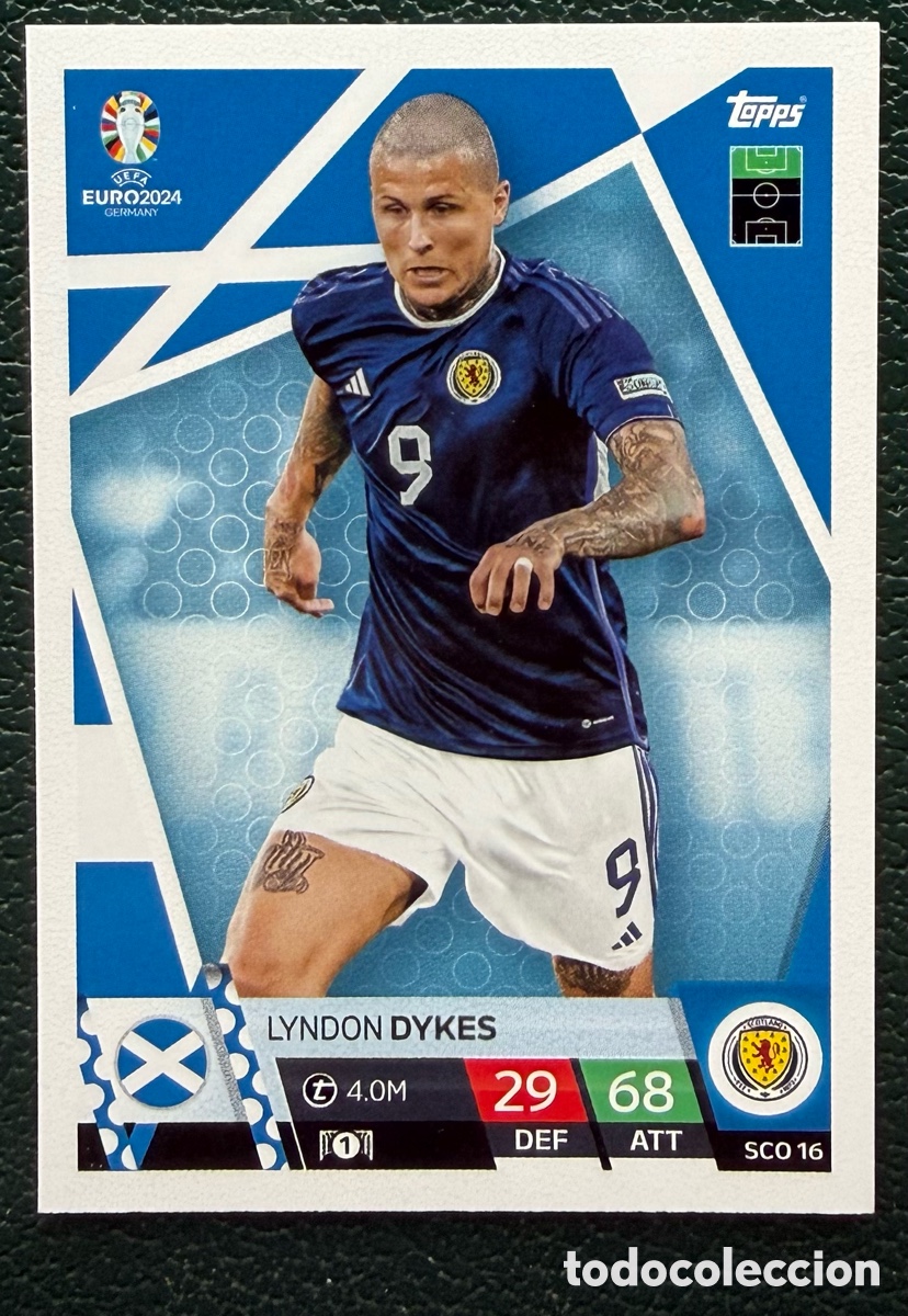 Cromos de Futebol: SCO 16 LYNDON DYKES ESCOCIA FICHAS ALBUM TOPPS UEFA EURO 2024 MATCH ATTAX