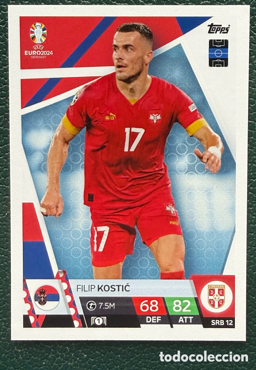 Cromos de Futebol: SRB 12 FILIP KOSTIC SERBIA FICHAS ALBUM TOPPS UEFA EURO 2024 MATCH ATTAX