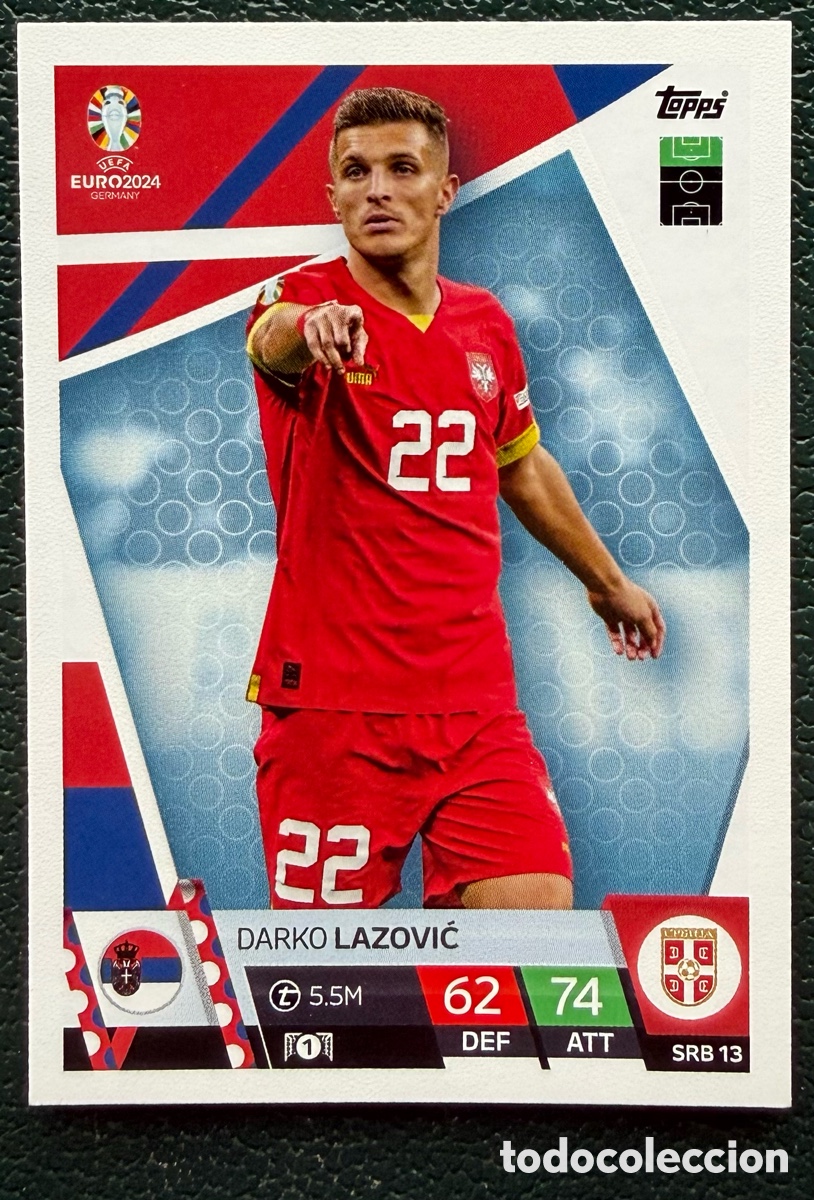 Cromos de Futebol: SRB 13 DARKO LAZOVIC SERBIA FICHAS ALBUM TOPPS UEFA EURO 2024 MATCH ATTAX