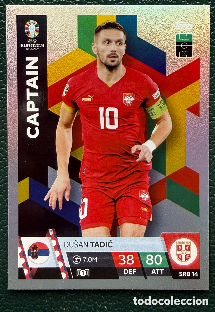 Cromos de Futebol: SRB 14 DUSAN TADIC SERBIA CAPTAIN FICHAS ALBUM TOPPS UEFA EURO 2024 MATCH ATTAX